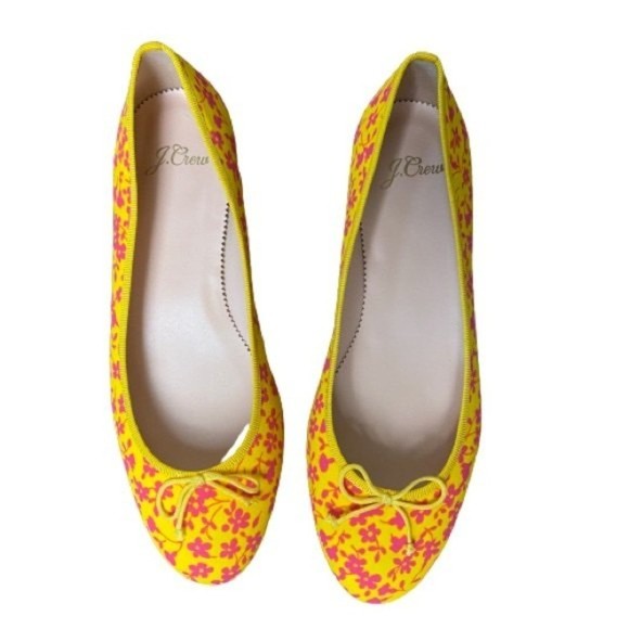 J. Crew Yellow & Pink Kiki Bow Ballet Flats 7.5 - Picture 3 of 9